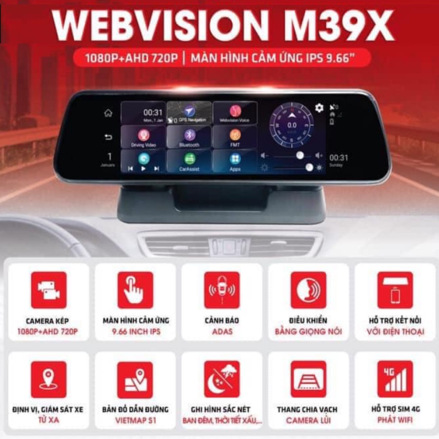 Camera Hành Trình Webvision M39X - Bản Quyền Vietmap S1 - Bản Quyền Navitel - Wifi 4G - Giám Sát Từ Xa - ADAS | WebRaoVat - webraovat.net.vn