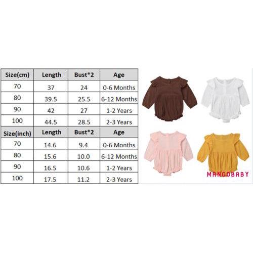8vb-bộ áo liền quần dài tay cho bé gái mới biết đi Ruffle Body Trang phục