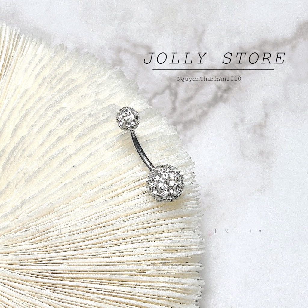 1 chiếc khuyên rốn đính đá JOLLY bằng thép y tế xỏ khuyên piercing