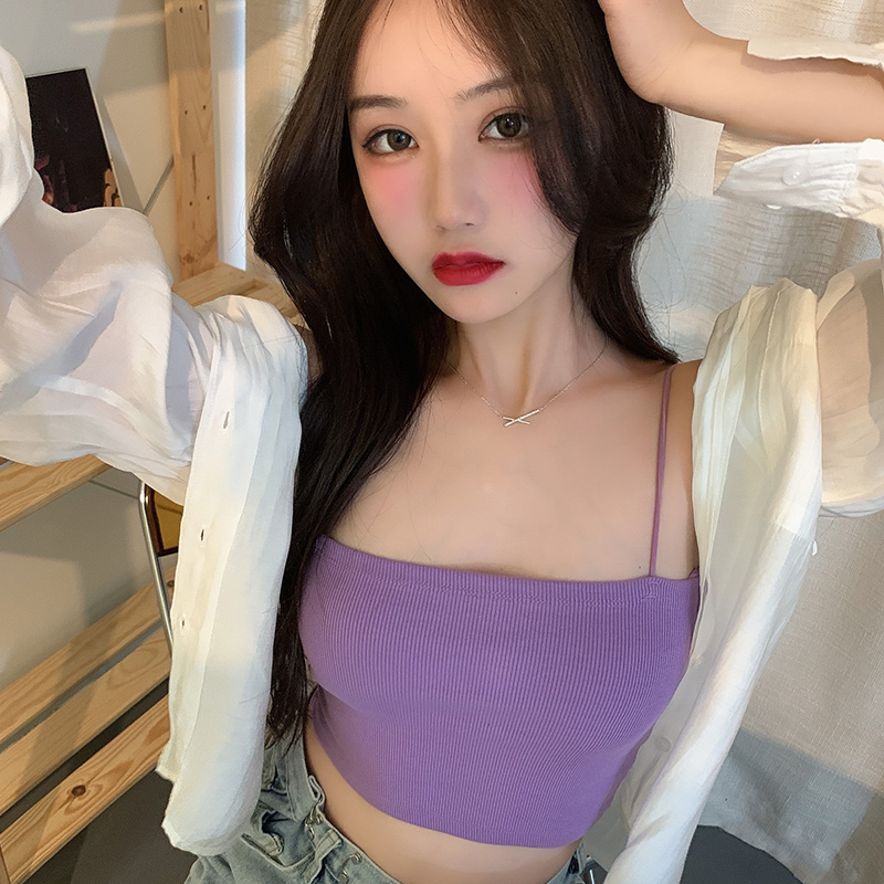 Áo hai dây IELGY dáng ngắn phong cách Pháp thời trang mùa hè cho nữ