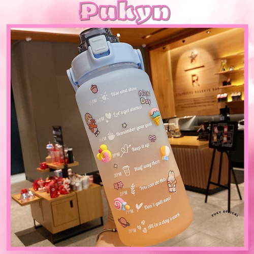 Bình nước 2 lít giữ nhiệt có ống hút ĐỜI MỚI kê được điện thoại tặng sticker và rửa ống hút BN01