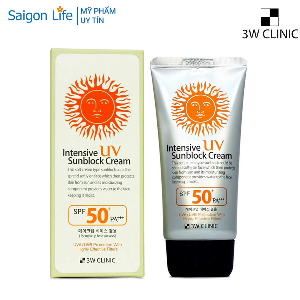 [Hot] Kem chống nắng 3W Clinic UV Sunblock Cream SPF 50+ PA+++ 70 ml