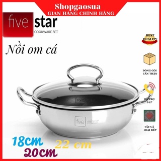 Nồi kho cá, nồi om cá 3 đáy chống dính Fivestar ( 18cm / 20cm / 22cm) ,inox 430 bảo hành 5 năm