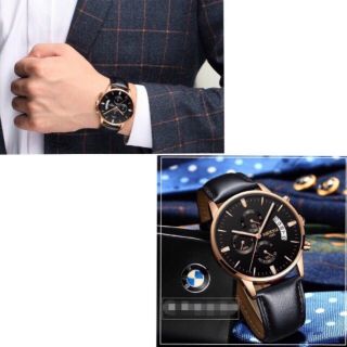 Đồng hồ nam dây da cao cấp Nibosi 6kim