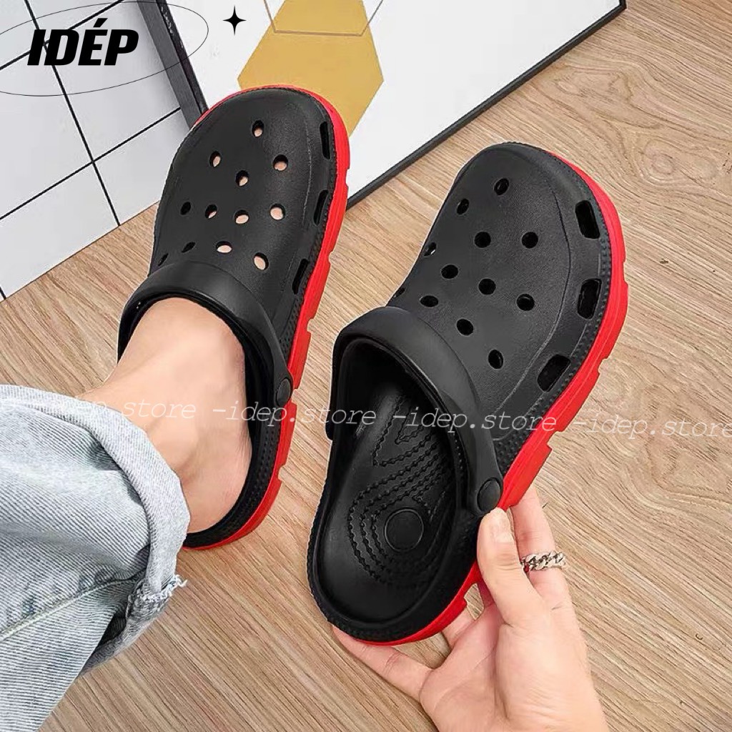 Dép sục CROSS cá nam nữ duet hàn quốc đi mưa siêu nhẹ TẶNG KÈM 6 sticker/jibitz (10 Màu) SL013 - iDép Store