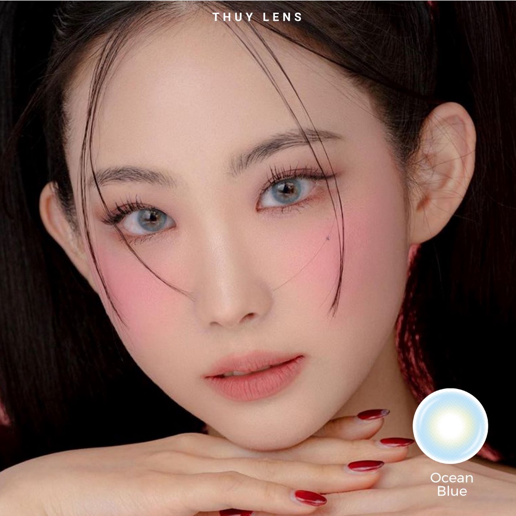 Kính áp tròng ZLENS cho mắt cận màu xám xanh độ cận từ 0 - 8 Ocean Blue