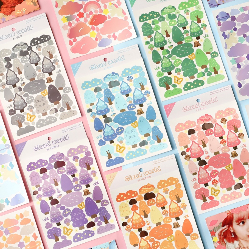 Peach[Cuckoo Diy Sticker Dán Sổ Tay/Điện Thoại Sổ Lưu Niệm/Nhật Ký/Album Ảnh/Điện Thoại Sổ Tay Hình Hoạt Hình Đám Mây Phong Cách Hàn Quốc diy