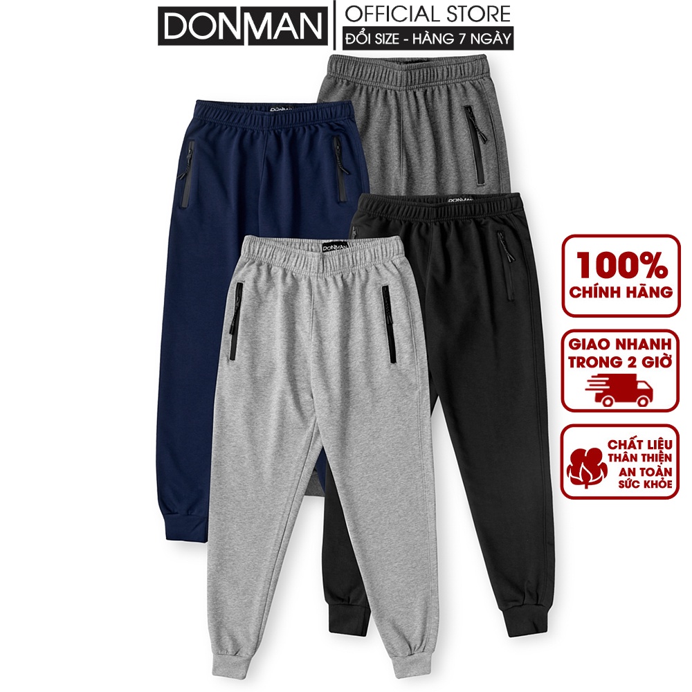 Quần jogger nam thể thao thun da cá DONMAN cao cấp chống thấm , thoáng mát thích hợp dạo phố, gym JG08