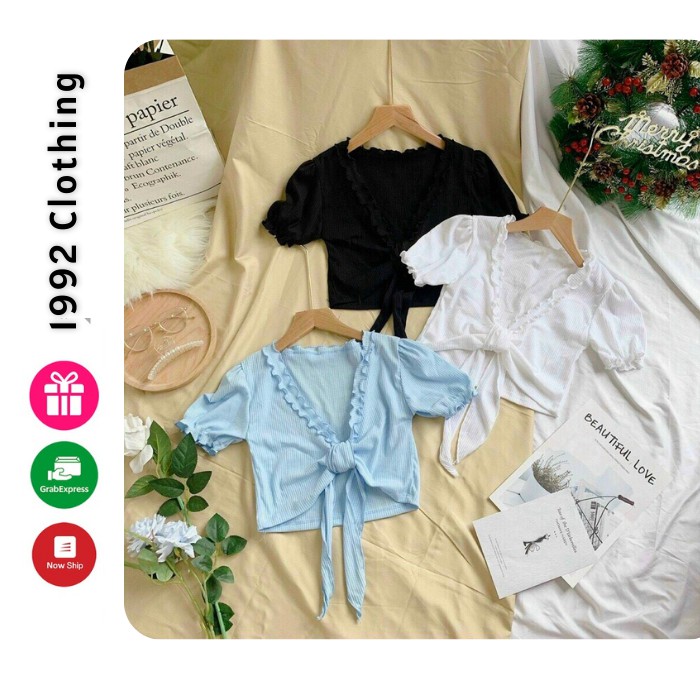 Áo Croptop Buộc Nơ CT30 chất thun gân mềm mịn kiểu dáng Ulzzang