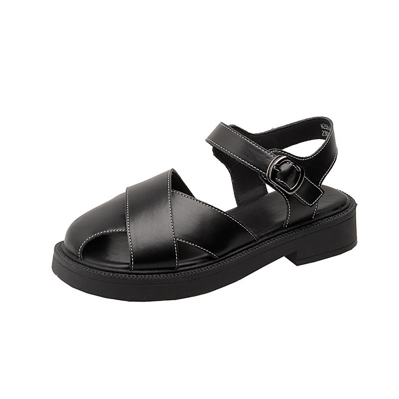 Dép sandal Rọ nữ 2 NAN Chéo bản to  chất da mềm đế 3cm