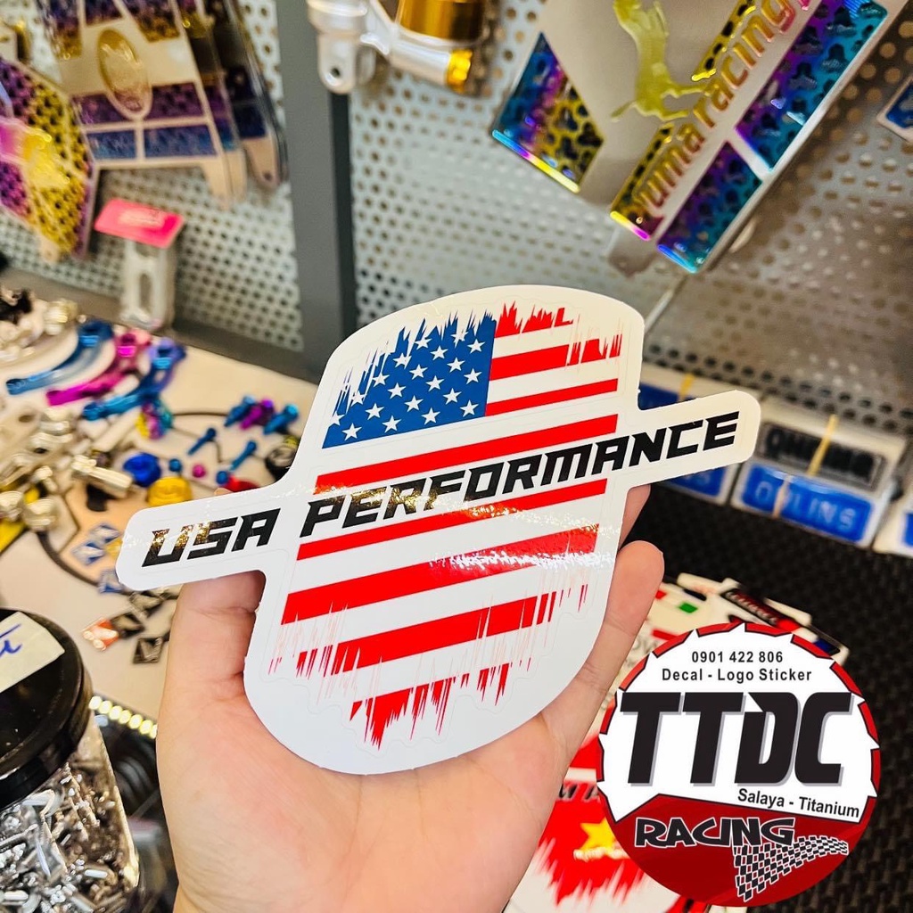 Tem Xe USA Dán Trang Trí Ô tô, Xe Máy, Xe Điện, Nón Bảo Hiểm - Chất Liệu Chống Nước, Bền Màu, Dán Đa Vị Trí