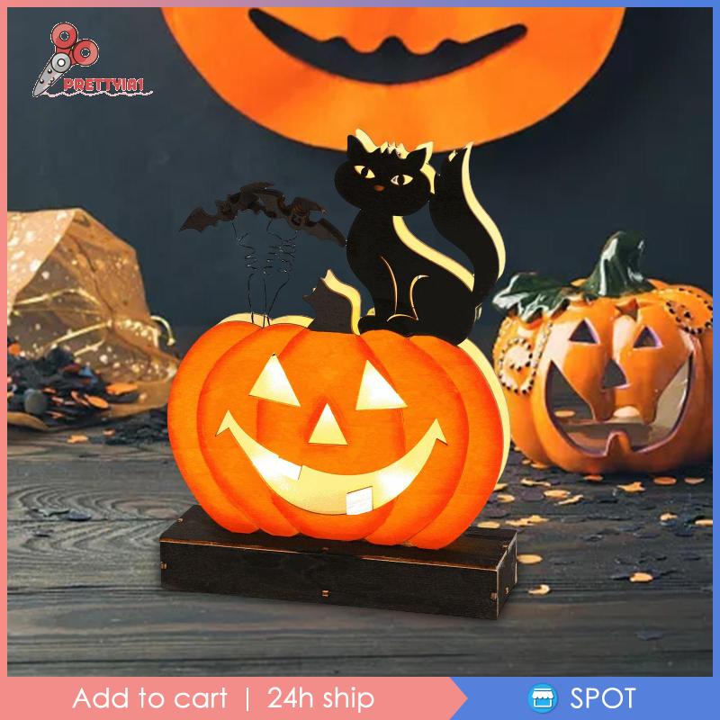 [Prettyia1] Đồ Trang Trí Halloween Hình Bí Ngô Có Đèn