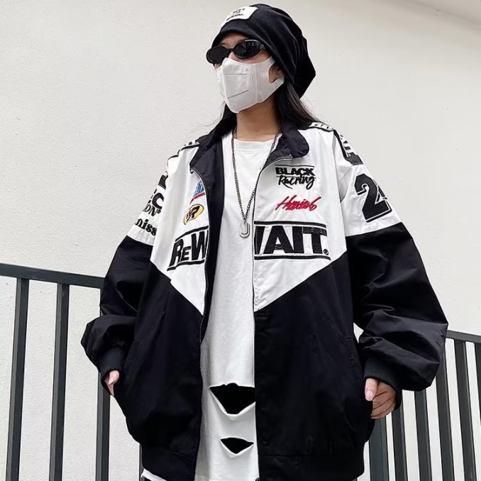 Áo khoác nam áo khoác bóng chày thêu chữ phong cách phong cách Hàn Quốc thời trang nam nữ áo khoác bóng chày áo khoác biker unisex vải đôi