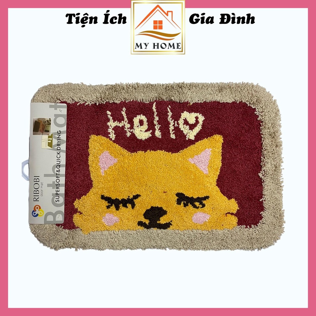 Thảm lau chân hình thú dày siêu thấm, thảm chùi chân cao cấp chống trơn trượt, kích thước 40x60cm