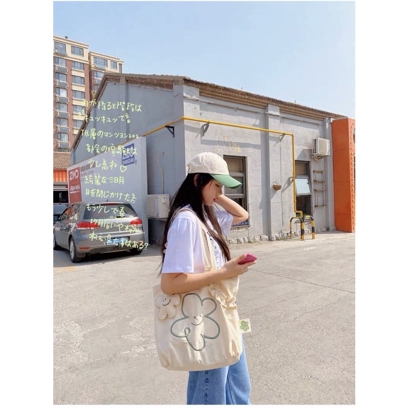 Túi Vải Canvas Đeo Vai Phong Cách Hàn Quốc