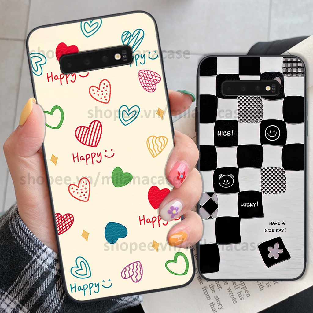 Ốp Samsung S10 / S10 5G / S10 Plus / S10+ in hình caro trái tim siêu đẹp, siêu nét đầy phong cách cá tính