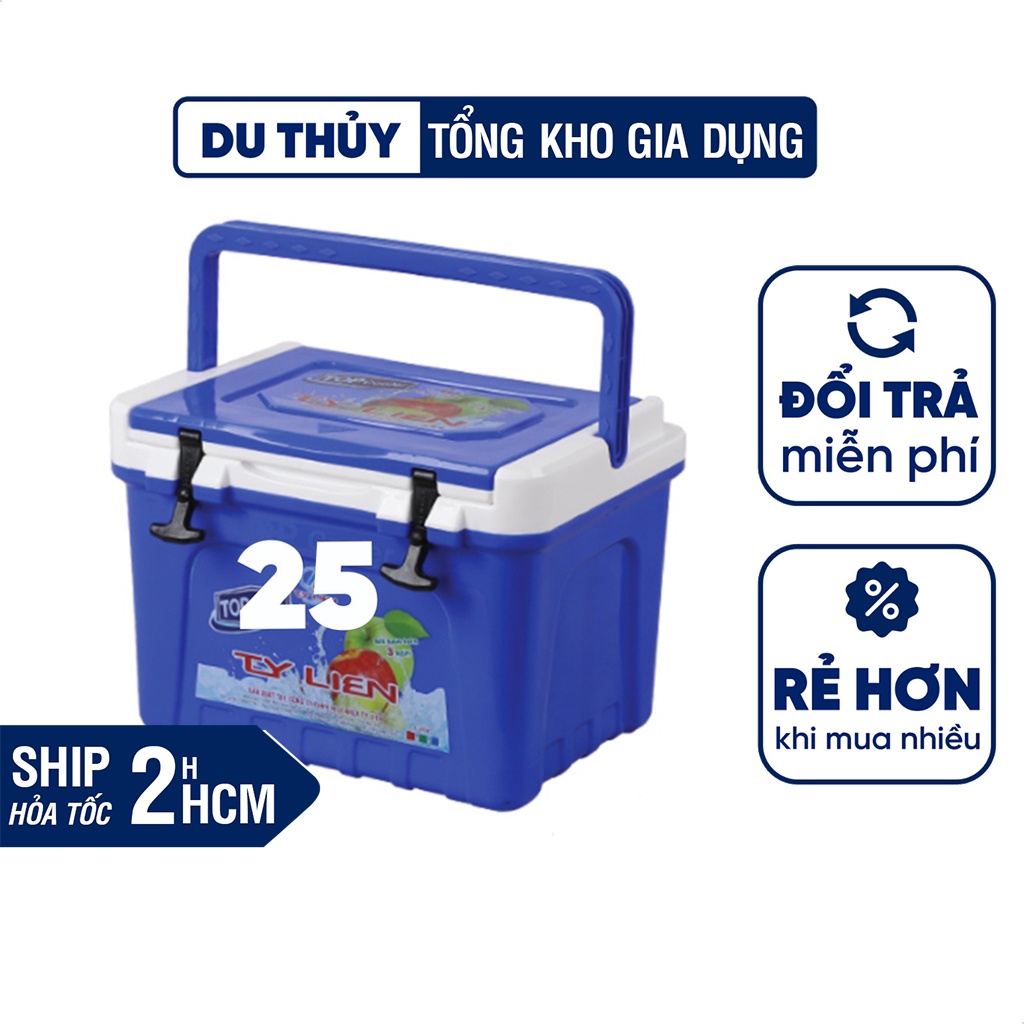 Thùng đá giữ lạnh dung tích 25L - thùng giữ nhiệt vuông có quai xách, hiệu Top Cooler không chứa BPA an toàn