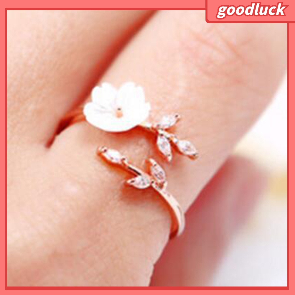 Nhẫn Hở Chất Liệu Hợp Kim Hình Hoa Đính Đá Xinh Xắn