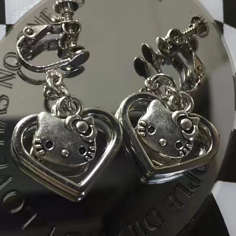 Bông Tai Hình Mèo Hello Kitty Bằng Hợp Kim Y2K Phong Cách Nhật Bản Ngọt Ngào