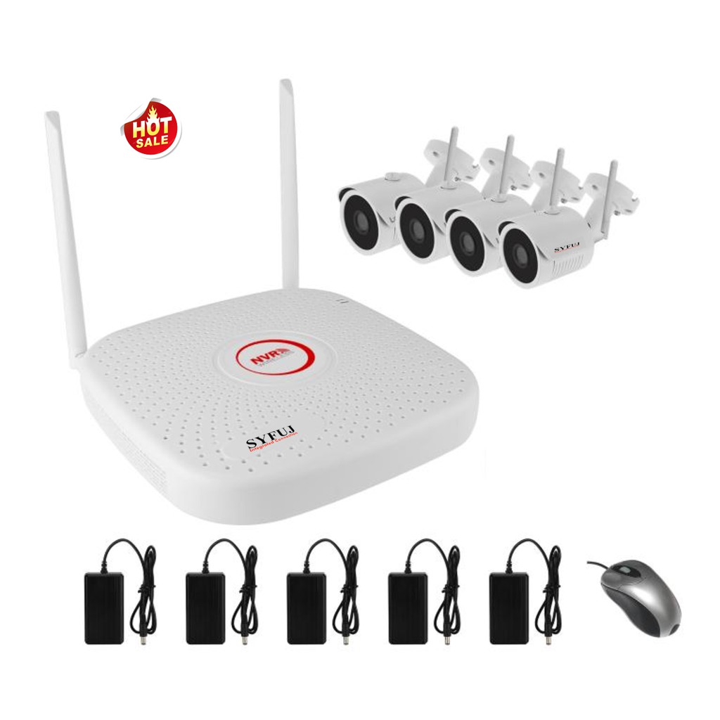 Bộ KIT Camera IP không dây 4 Kênh SYFUJ NVR  HD 720P siêu nét, dễ dàng lắp đặt | BigBuy360 - bigbuy360.vn