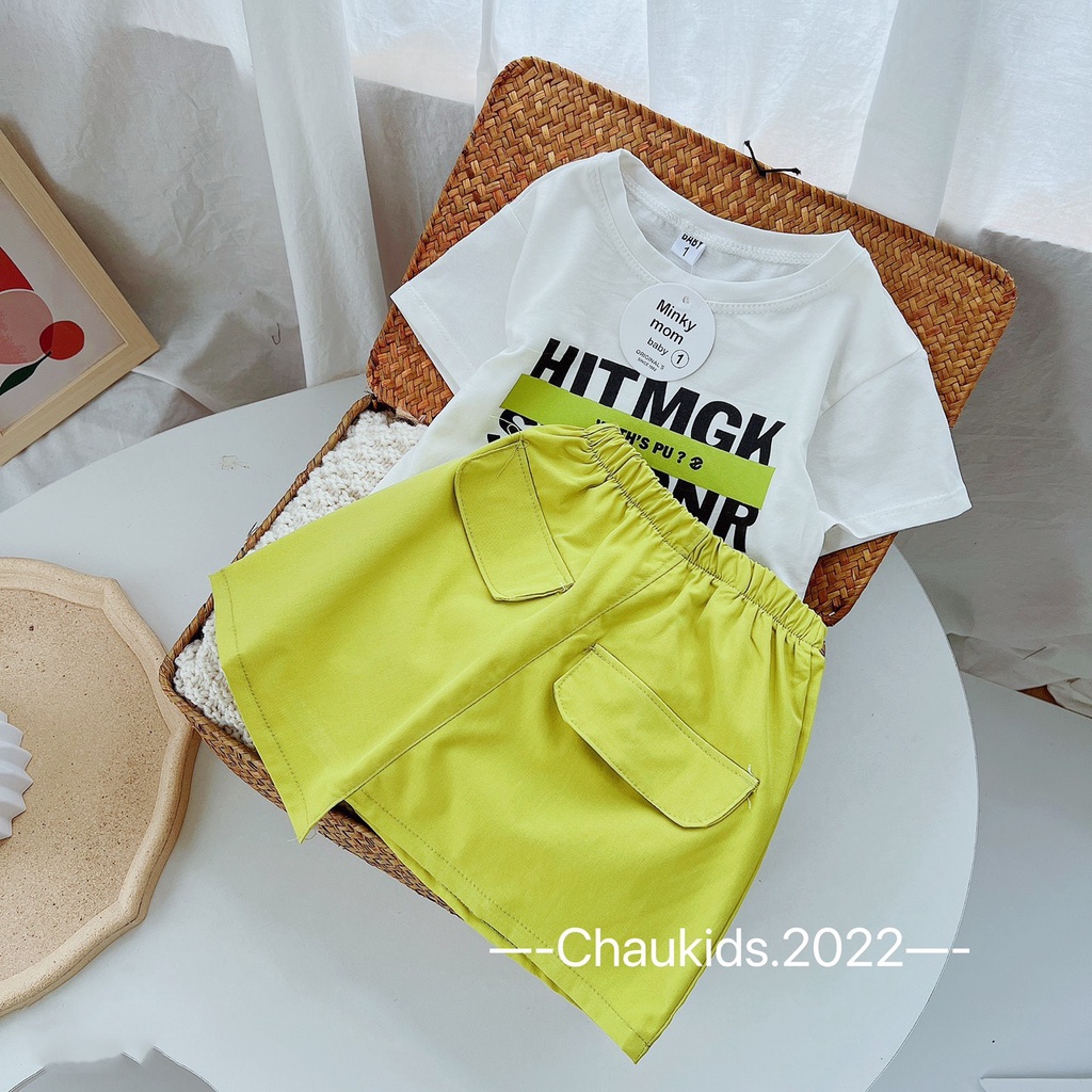 Set bộ chấm bi cổ vuông phối quần đũi mềm cao cấp cho bé gái từ 8-20kg