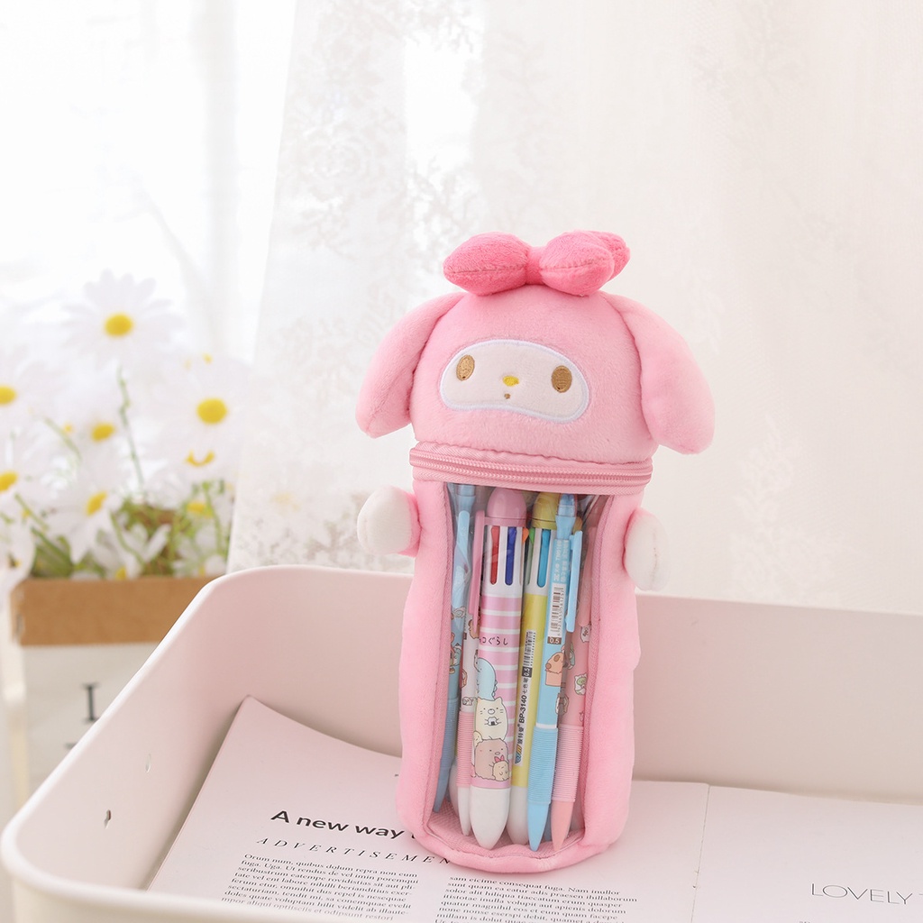 Japanese Cartoon Cute Stellalou Kuromi Plush Pencil Case Pen Holder Popular Transparent Storage Bag