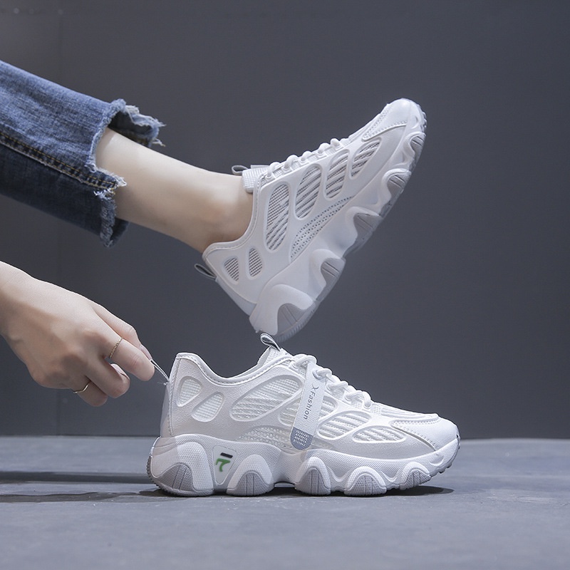 Giày sneaker nữ mùa hè lưới thoáng khí vải cao cấp màu trắng siêu mát hot 2023 Top Shoes Size 36-40 (025)