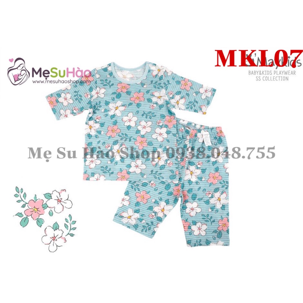 Bộ đồ lửng trẻ em mẫu Hoa Nhí Xanh Biển hãng Maykids , cotton 100%, mã MKL07
