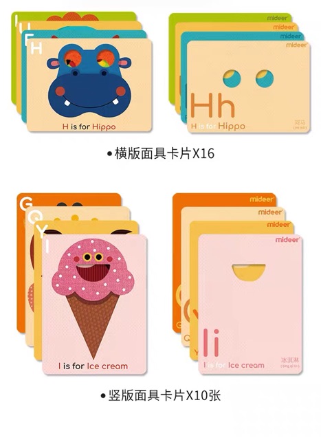 Bộ thẻ Flashcard 3 in 1 chơi được từ 0 đến 6 tuổi học tiếng Anh và Trung - My first cognitive card Mideer MD2065