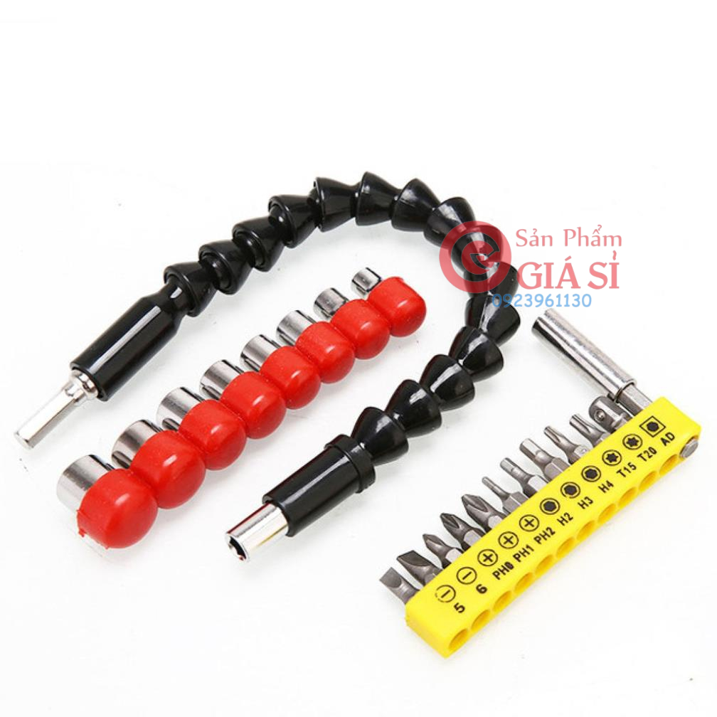Bộ dụng cụ 21 chi tiết - bộ phụ kiện máy khoan - dụng cụ siết bulong - bắt vít - bộ dụng cụ nối dài cho khoan - dụng cụ