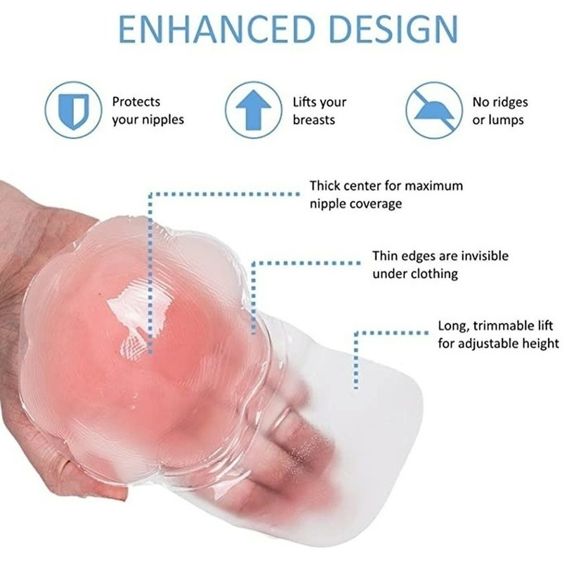 1 Cặp Miếng Dán Nâng Ngực Tự Dính Bằng Silicone Vô Hình Tái Sử Dụng Được
