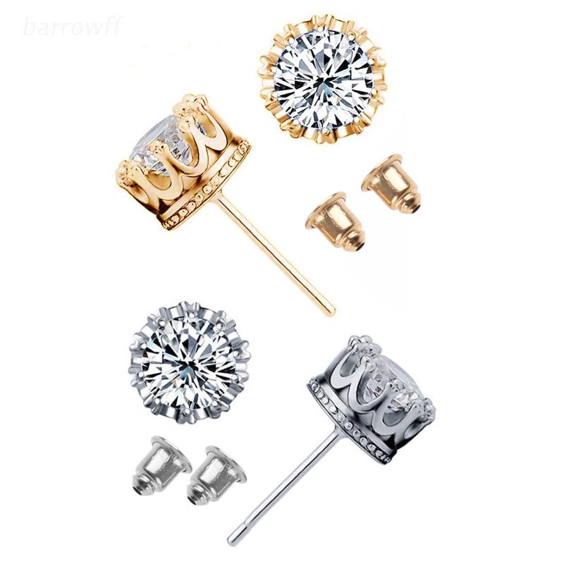 Set 2 Khuyên Tai Hình Vương Miện Đính Đá Thời Trang Cho Nữ