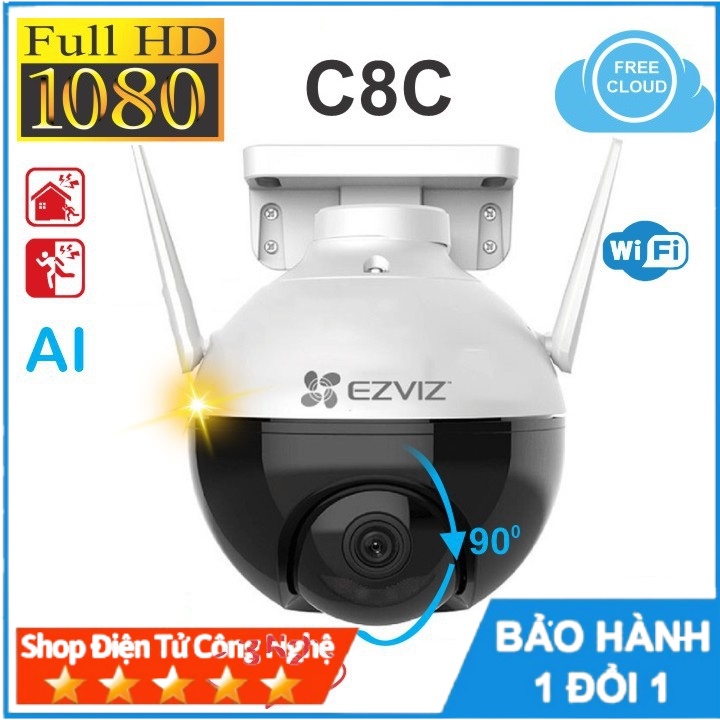 Camera IP Wifi PTZ Ngoài Trời Ezviz C8C Xoay Quét 360 Độ Full HD 1080P- Có Màu Đêm- Hàng Chính Hãng