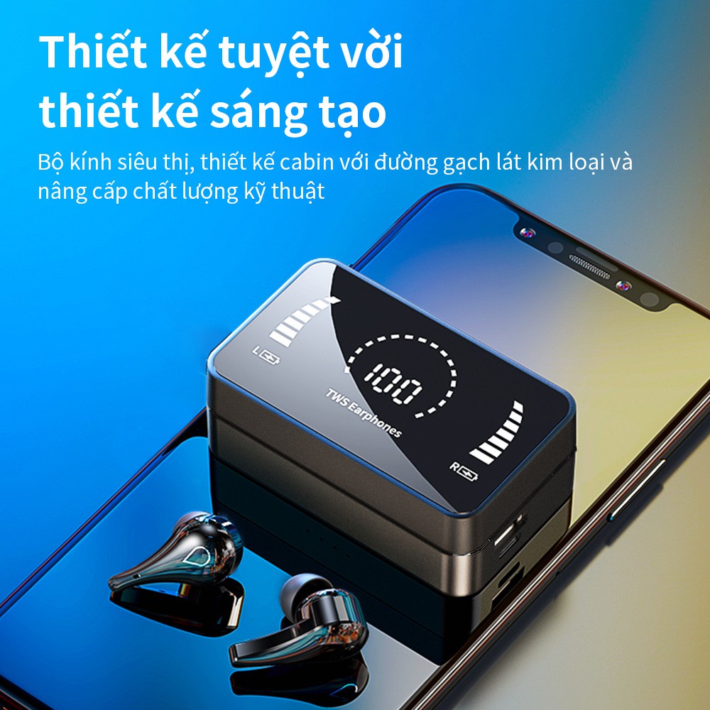 Tai nghe Bluetooth không dây TWS 5.0 cảm ứng chống ồn tích hợp sạc dự phòng 3500mAh