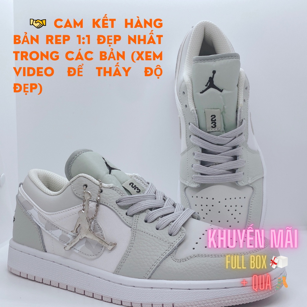 [Full Box] Giày thể thao nam nữ Sneaker Air Jordan 1 Cổ Thấp Trắng Camo Chuẩn Full Size Hot Trend 2021