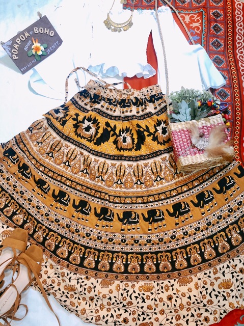 Chân váy boho hoạ tiết Ấn. | BigBuy360 - bigbuy360.vn