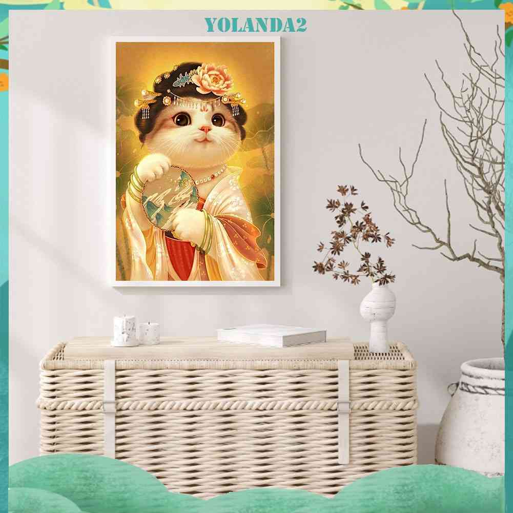 Bộ Tranh Đính Đá Toàn Diện Họa Tiết Mèo Con Dễ Thương Độc Đáo Trang Trí Nhà Cửa