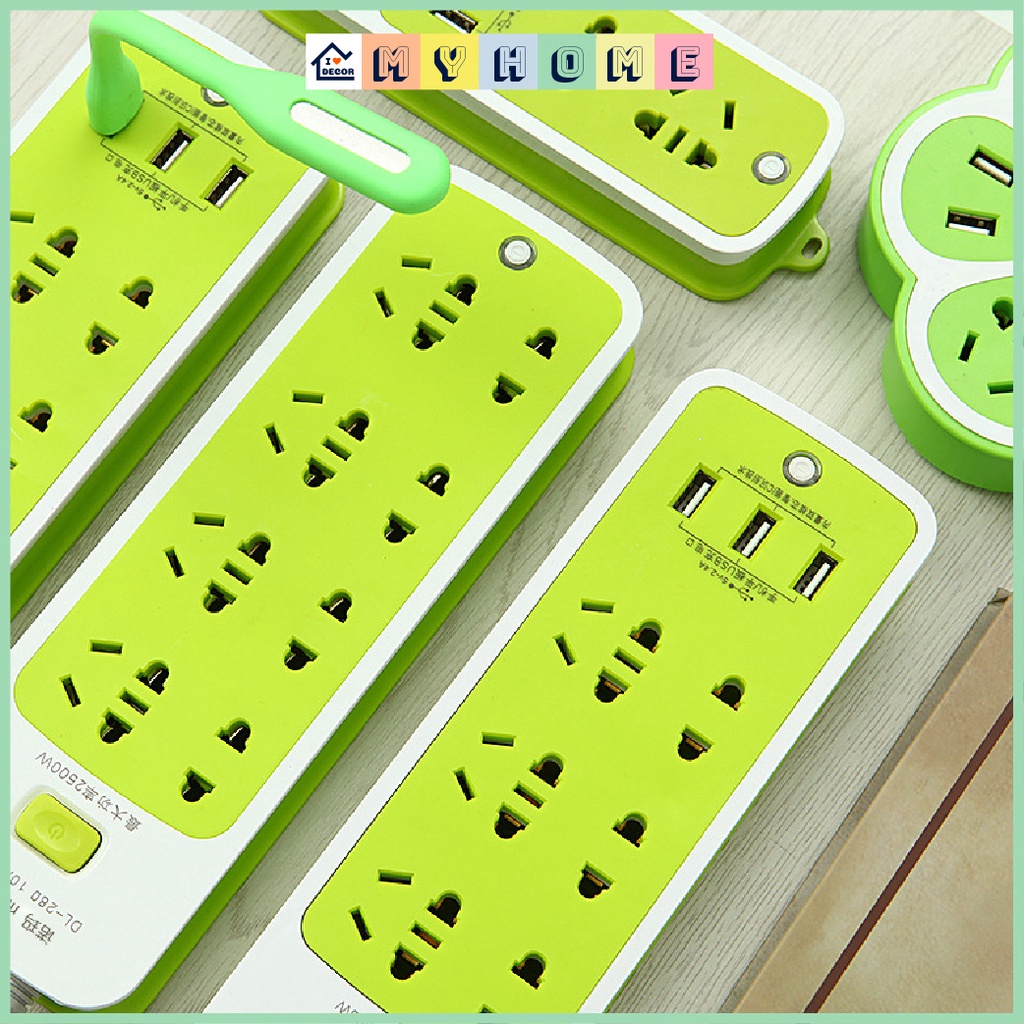 Ổ cắm điện đa năng thông minh kết hợp 6 ổ cắm và 3 cổng USB chất liệu siêu bền độ chịu tải lớn DN017
