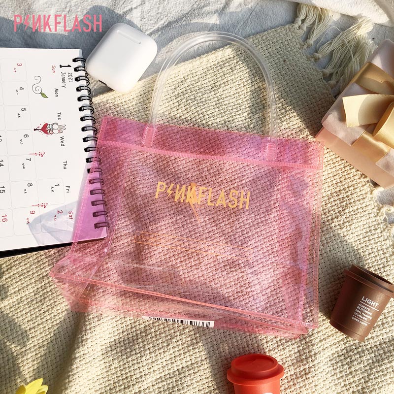 [Hàng mới về] Túi Đựng Mỹ Phẩm Pinkflash Bằng Nhựa PVC Trong Suốt Dùng Làm Quà Tặng Chống Thấm Nước