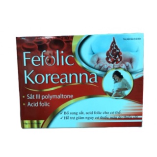 FEFOLIC Koreanna bổ sung sắt và vitamin khoáng chất, tăng cường lưu thông máu cho phụ nữ mang thai