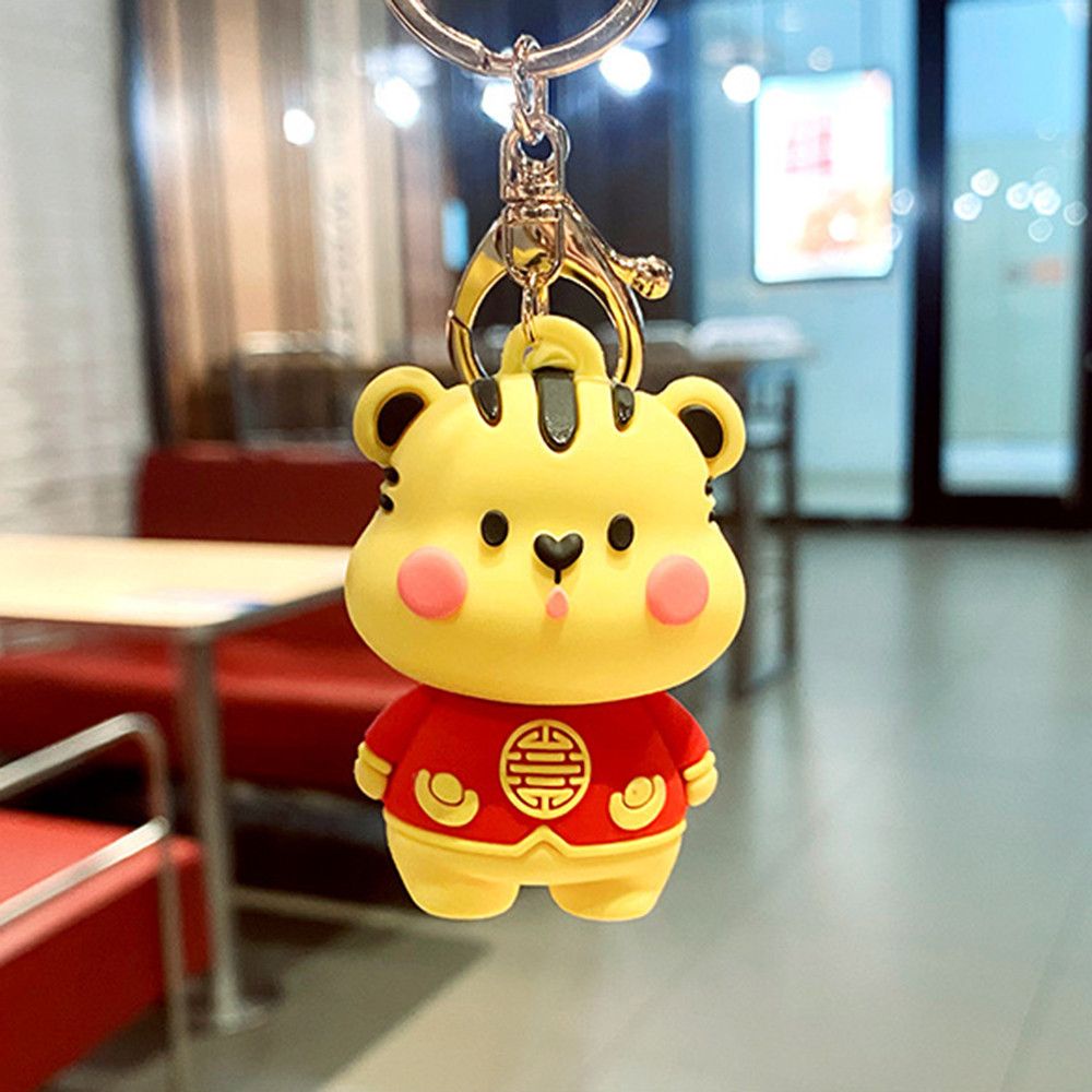 Móc khóa PVC thiết kế kiểu con hổ mừng năm mới phong cách Trung Hoa