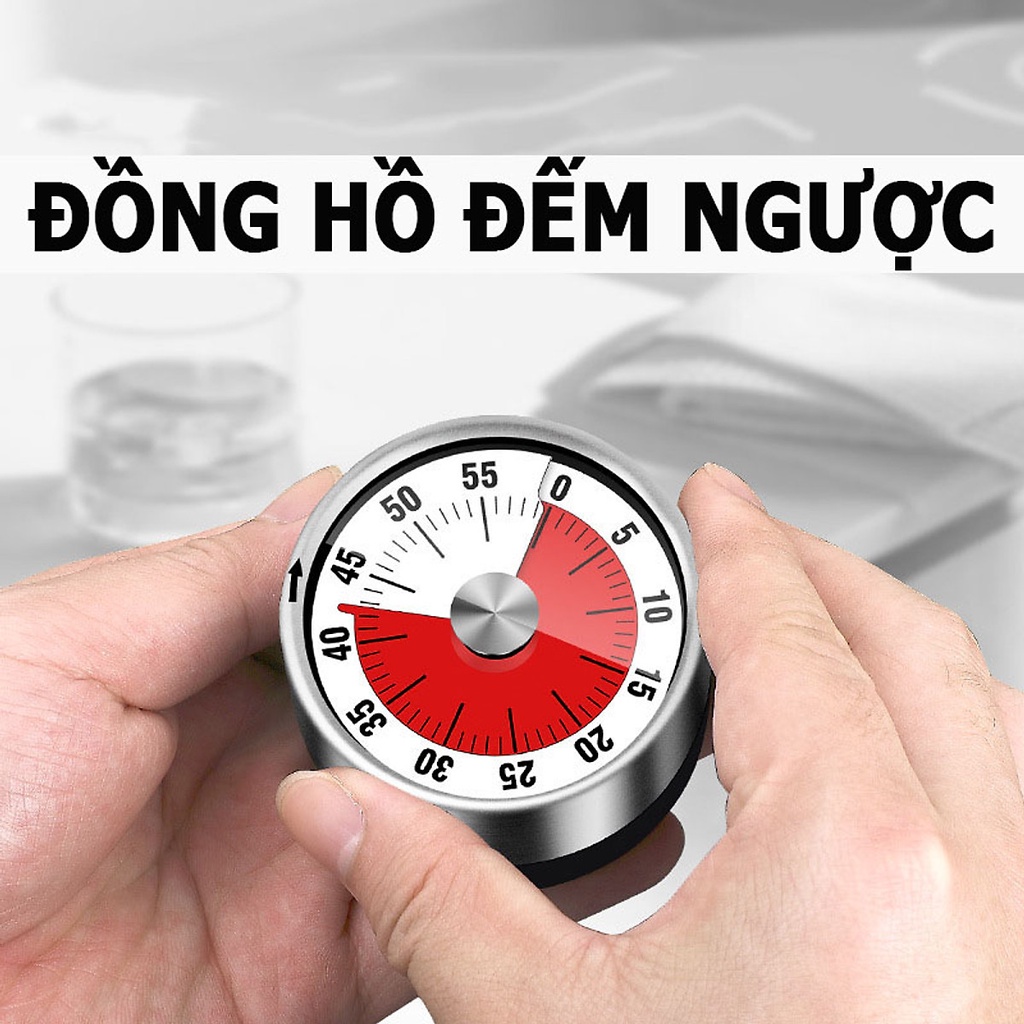 Đồng Hồ Đếm Ngược 60 Phút; Không Dùng Pin; Có Nam Châm Dán Tiện Lợi; Chuông Báo Âm Lượng Lớn - Hàng Nhập Khẩu