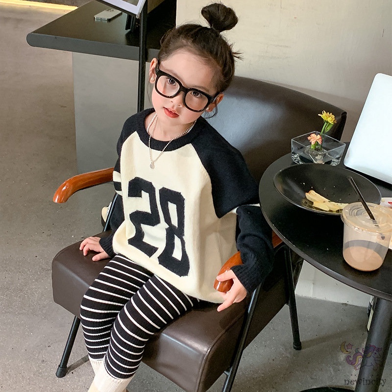 Quần Legging In Họa Tiết Kẻ Sọc Phong Cách Hàn Quốc Dễ Phối Đồ Thời Trang Cho Bé Gái