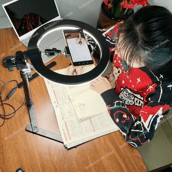 Đèn Chụp Ảnh Sản Phẩm, Nail, Đèn Quay Video Tiktok Livestream Để Bàn Hình Tròn Ringlight Mini 26cm - HoHi Decor