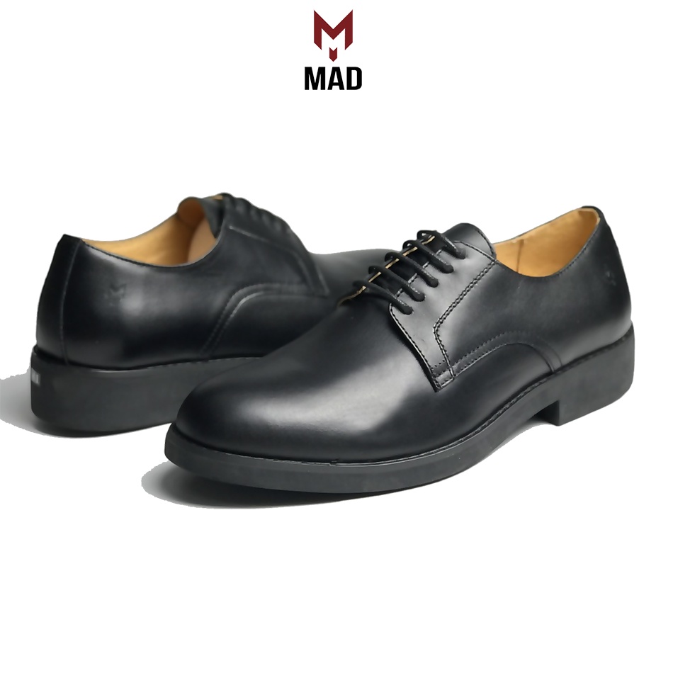 Giày tây nam công sở derby plain MAD Black da bò cao cấp thời trang phong cách trẻ trung giày tây tăng chiều cao 4cm