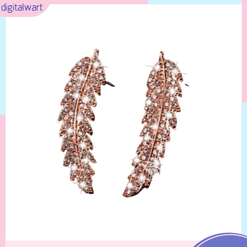 Cặp khuyên tai hình lá đính kim cương giả sang trọng cho nữ
