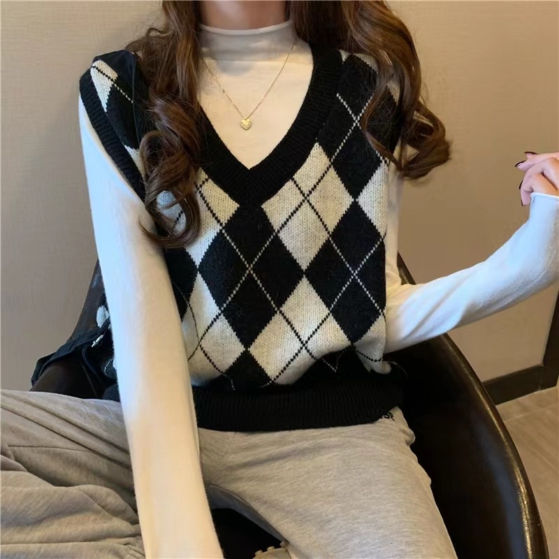 NZN Áo Dệt Kim Sát Nách Cổ Chữ V Thời Trang Hàn Quốc Cho Nữ