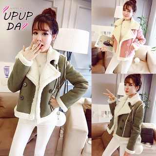 Áo Khoác Len Lông Cừu Dày Dặn Dáng Ngắn Phong Cách Hàn Quốc Thời Trang Thu Đông Cho Nữ