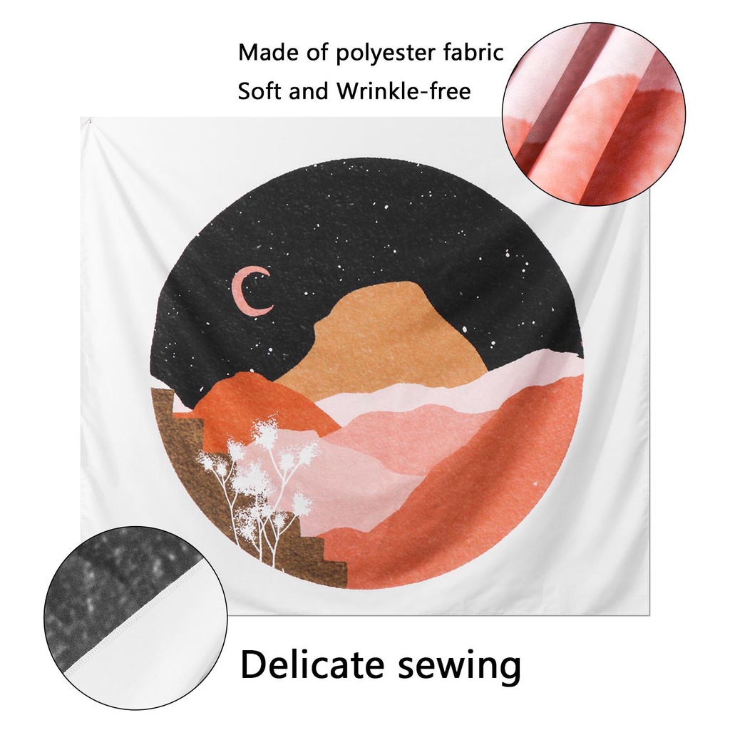 KUNHEV Thảm Treo Tường Trang Trí Hình Mặt Trời / Mặt Trăng / Mặt Trời Đầy Màu Sắc Tươi