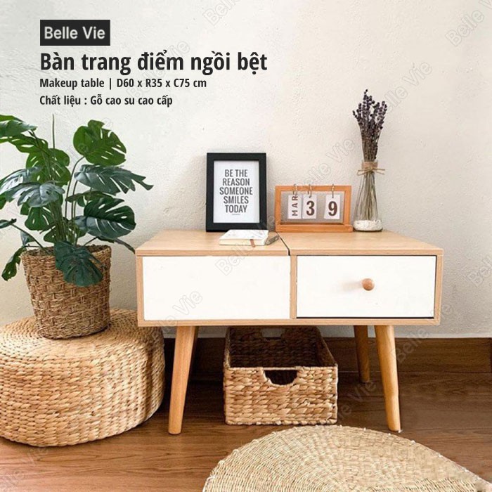 Bàn Trang Điểm BELLEVIE Bàn Phán Ngồi Bệt Gỗ MDF Cao Cấp Gương Gấp Gọn Tiện Lợi